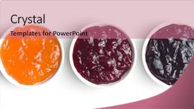  Presentation with jam - PPT theme with tasty fruity jam in bowl background and a coral colored foreground