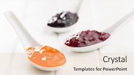  Presentation with food fruits jam - PPT layouts enhanced with tasty fruity jam in ceramic background and a lemonade colored foreground