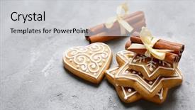  Presentation with cinnamon - Theme enhanced with tasty gingerbread cookies and cinnamon background and a light gray colored foreground