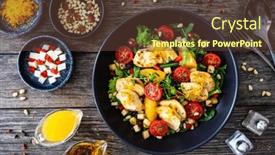  Presentation with pine - PPT theme consisting of tasty-greek-salad-fried-chicken background and a tawny brown colored foreground