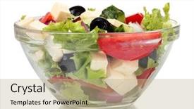  Presentation with greek - Theme enhanced with tasty greek salad in transparent background and a coral colored foreground