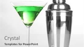  Presentation with cocktail - PPT theme featuring tasty green cocktail isolated on white background and a light gray colored foreground