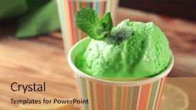  Presentation with ice cream - Beautiful PPT layouts featuring tasty green ice cream backdrop and a coral colored foreground