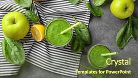  Presentation with green algae smoothie spirulina - Audience pleasing slide deck consisting of tasty green smoothie and ingredients backdrop and a  colored foreground
