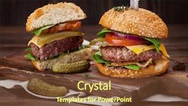  Presentation with burgers - PPT layouts having tasty grilled home made burgers background and a tawny brown colored foreground