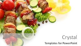  Presentation with grilled - Amazing slide set having tasty-grilled-meat-and-vegetables backdrop and a white colored foreground