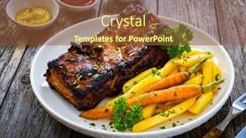  Presentation with french fries - PPT theme consisting of tasty-grilled-ribs-with-french background and a tawny brown colored foreground