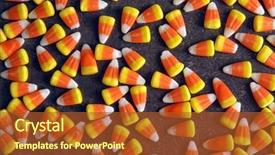  Presentation with spooky halloween graveyard dark - Slide deck having tasty halloween candies on dark background and a  colored foreground