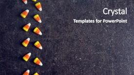  Presentation with halloween - Slide deck having tasty halloween candies on dark background and a  colored foreground