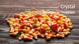 Presentation with halloween candy assorti - Beautiful presentation theme featuring tasty halloween candies on wooden backdrop and a  colored foreground