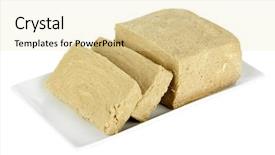  Presentation with halva - Cool new slide deck with tasty halva on plate isolated backdrop and a blonde colored foreground