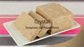  Presentation with halva - Presentation design enhanced with tasty halva on table background and a coral colored foreground