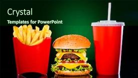  Presentation with french fries - Amazing theme having tasty-hamburger-and-french-fries backdrop and a forest green colored foreground