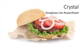  Presentation with white cells - Slide set with tasty hamburger isolated on white background and a white colored foreground