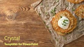  Presentation with hanukkah - PPT theme with tasty-hanukkah-potato-pancakes background and a tawny brown colored foreground