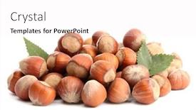  Presentation with hazelnuts - Presentation enhanced with tasty hazelnuts with leaves isolated on white background and a white colored foreground