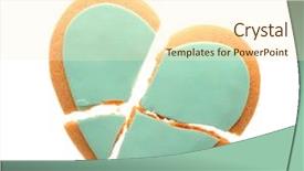  Presentation with broken heart - Colorful slides enhanced with tasty heart shaped cookie isolated backdrop and a cream colored foreground