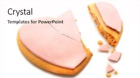  Presentation with cookie - Audience pleasing slide deck consisting of tasty heart shaped cookie isolated backdrop and a pink colored foreground