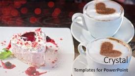  Presentation with confectionery tasty cake pops - Amazing slide deck having tasty heart shaped valentine cake backdrop and a mint green colored foreground