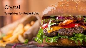  Presentation with home design - Theme with tasty home made burger background and a  colored foreground