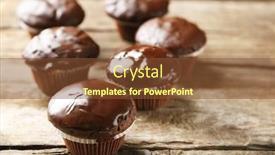  Presentation with muffins - Amazing PPT theme having tasty homemade chocolate muffins on wooden table backdrop and a tawny brown colored foreground