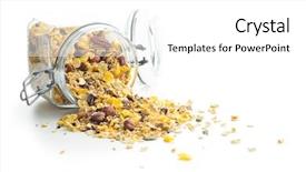  Presentation with muesli - Cool new slide deck with tasty homemade muesli with nuts backdrop and a white colored foreground