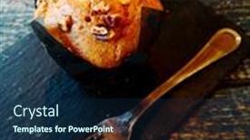  Presentation with muffins - Audience pleasing slides consisting of tasty-homemade-muffins-on-table backdrop and a navy blue colored foreground