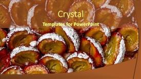  Presentation with powder - Theme with tasty-homemade-pie-or-tart background and a tawny brown colored foreground