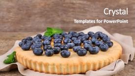  Presentation with blueberries - Cool new slide deck with tasty-homemade-pie-with-blueberries backdrop and a coral colored foreground