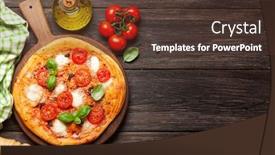  Presentation with pizza - Beautiful PPT layouts featuring tasty-homemade-pizza-with-garden backdrop and a tawny brown colored foreground