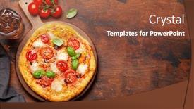  Presentation with pizza - Slide deck featuring tasty-homemade-pizza-with-garden background and a tawny brown colored foreground