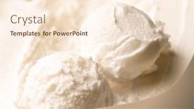  Presentation with ice cream - Amazing theme having tasty homemade vanilla ice cream scoops closeup backdrop and a cream colored foreground