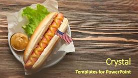  Presentation with american bull dog - Slides having tasty hot dog with american background and a tawny brown colored foreground