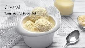  Presentation with coconut ice cream - Cool new slides with tasty ice cream with coconut flakes in bowl backdrop and a light gray colored foreground