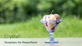  Presentation with green glass - Theme consisting of tasty-icecream-ball-in-glass background and a mint green colored foreground