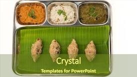  Presentation with rice - Cool new PPT theme with tasty indian dish made backdrop and a tawny brown colored foreground