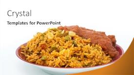  Presentation with indian food - Theme with tasty indian food basmati rice background and a white colored foreground