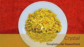  Presentation with indian food - PPT layouts having tasty-indian-food-basmati-rice background and a gold colored foreground