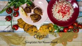  Presentation with indian food - Slide deck featuring tasty indian food mix pakora background and a  colored foreground