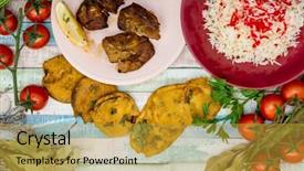  Presentation with indian food - Amazing theme having tasty indian food mix pakora backdrop and a  colored foreground