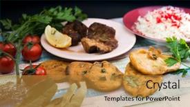  Presentation with indian food - Presentation design with tasty indian food mix pakora background and a gold colored foreground