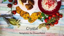  Presentation with indian food - Colorful presentation enhanced with tasty indian food mix pakora backdrop and a yellow colored foreground