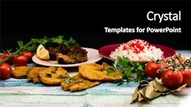  Presentation with indian food - Presentation design consisting of tasty indian food mix pakora background and a  colored foreground