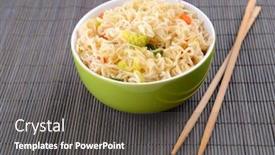  Presentation with instant noodles - Audience pleasing presentation design consisting of tasty instant noodles with vegetables backdrop and a dark gray colored foreground