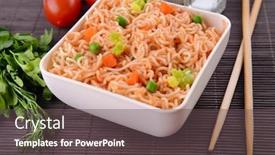  Presentation with instant noodles bowl - Presentation enhanced with tasty instant noodles with vegetables in bowl on table close-up background and a dark gray colored foreground