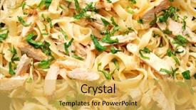  Presentation with chicken little chicks - Slides enhanced with tasty italian chicken alfredo closeup background and a  colored foreground