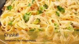  Presentation with italian - PPT theme consisting of tasty italian chicken alfredo closeup background and a  colored foreground