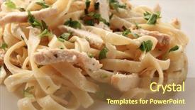  Presentation with italian - Audience pleasing slide deck consisting of tasty italian chicken alfredo backdrop and a coral colored foreground