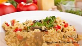  Presentation with mushroom - Slides with tasty-italian-mushroom-risotto background and a gold colored foreground