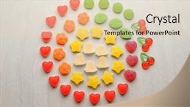  Presentation with jellies colorful candy and jelly - Slide set having tasty jelly candies on light background and a lemonade colored foreground